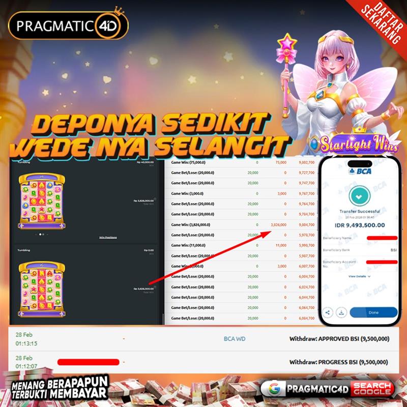 BUKTI KEMENANGAN MEMBER 28 FEBRUARY 2026 DI PRAGMATIC4D 9 JUTA