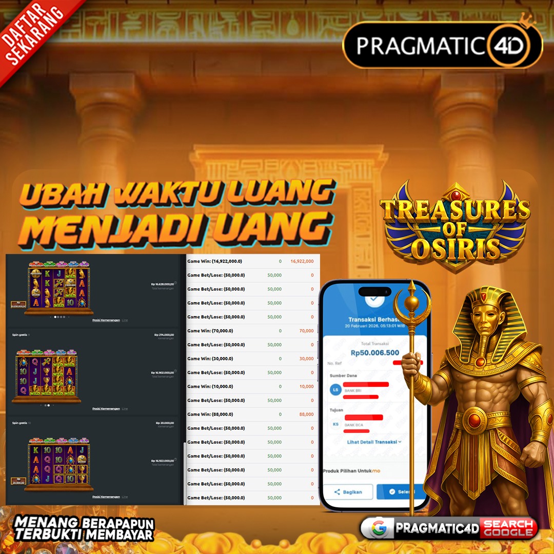 BUKTI KEMENANGAN MEMBER 20 FEBRUARY 2026 DI PRAGMATIC4D 50 JUTA