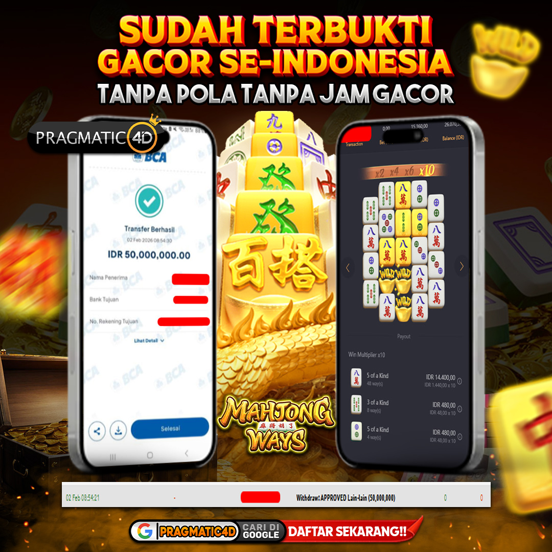 BUKTI KEMENANGAN MEMBER 02 FEBRUARY 2026 DI PRAGMATIC4D 50 JUTA
