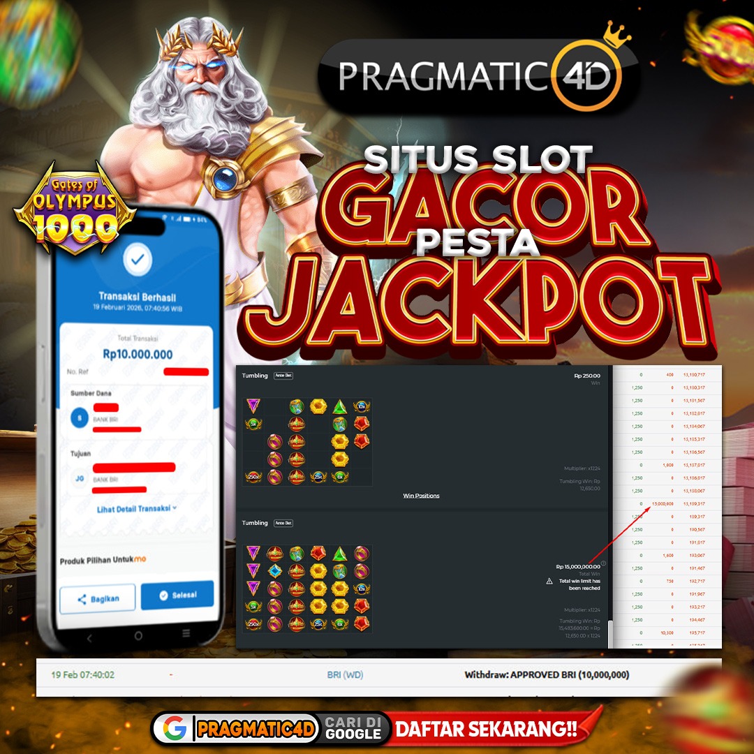 BUKTI KEMENANGAN MEMBER 19 FEBRUARY 2026 DI PRAGMATIC4D 10 JUTA