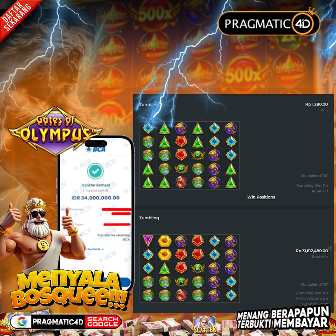 BUKTI KEMENANGAN MEMBER 22 FEBRUARY 2026 DI PRAGMATIC4D 34 JUTA