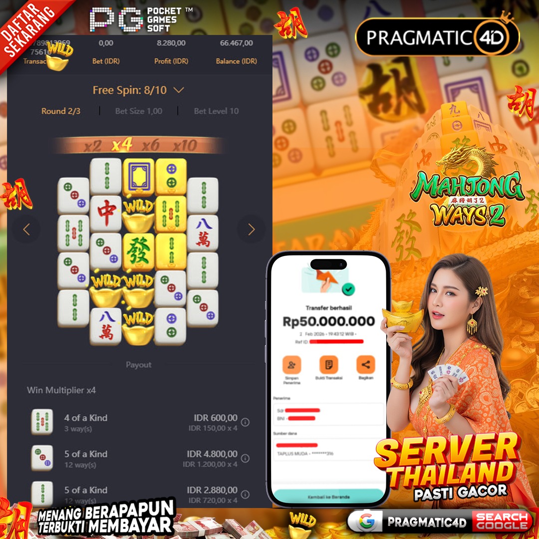BUKTI KEMENANGAN MEMBER 22 FEBRUARY 2026 DI PRAGMATIC4D 50 JUTA