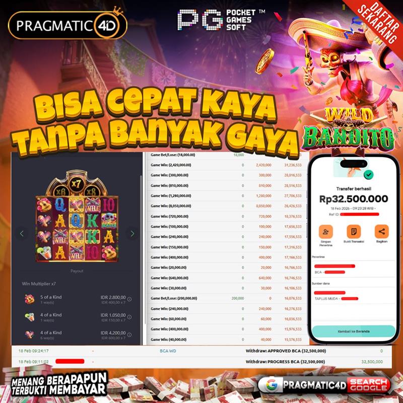 BUKTI KEMENANGAN MEMBER 18 FEBRUARY 2026 DI PRAGMATIC4D 32 JUTA