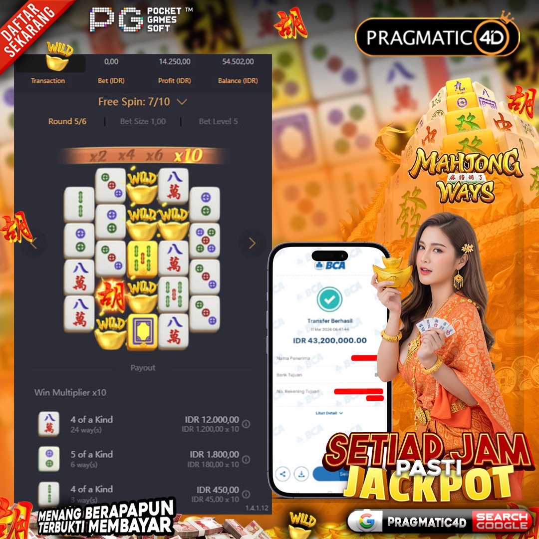 BUKTI KEMENANGAN MEMBER 11 MARET 2026 DI PRAGMATIC4D 43 JUTA