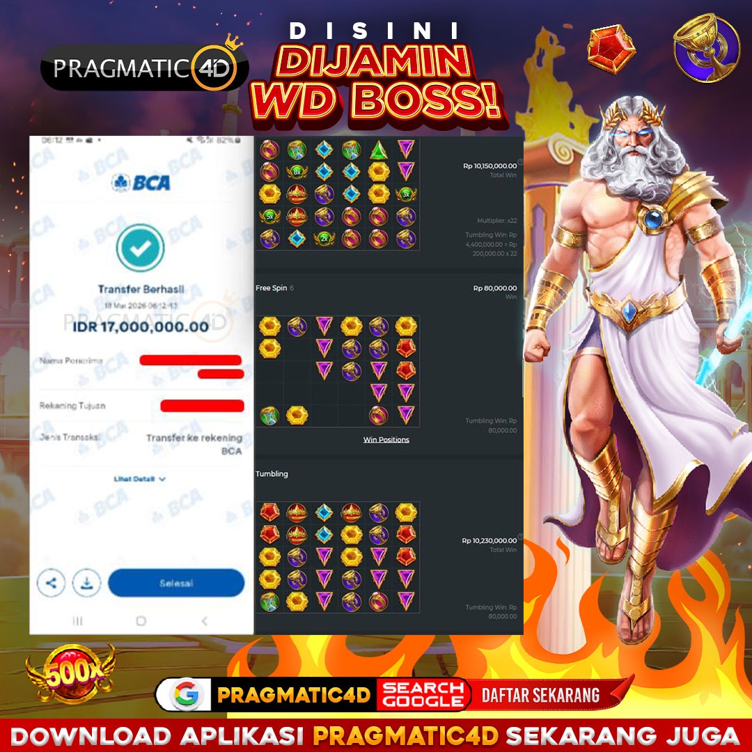 BUKTI KEMENANGAN MEMBER 18 MARET 2026 DI PRAGMATIC4D 17 JUTA