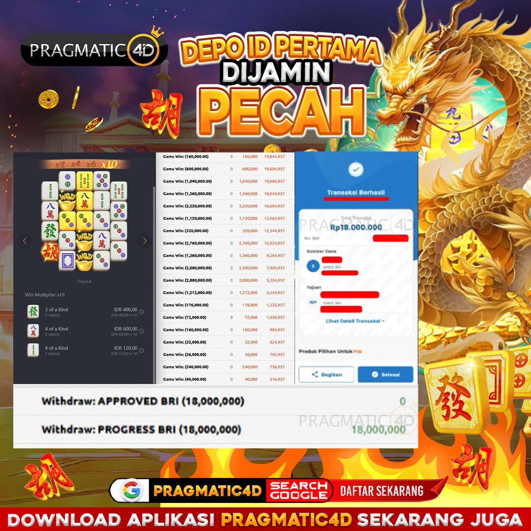 BUKTI KEMENANGAN MEMBER 25 MARET 2026 DI PRAGMATIC4D 18 JUTA
