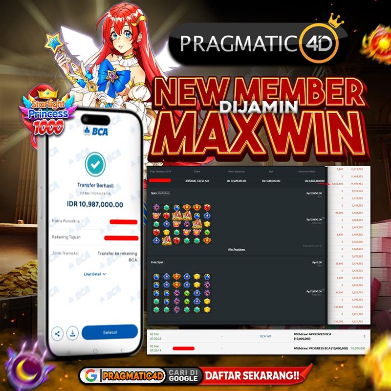 BUKTI KEMENANGAN MEMBER 03 MARET 2026 DI PRAGMATIC4D 10 JUTA