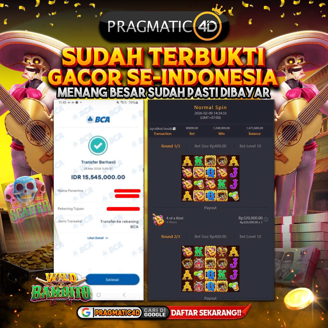BUKTI KEMENANGAN MEMBER 26 MARET 2026 DI PRAGMATIC4D 15 JUTA