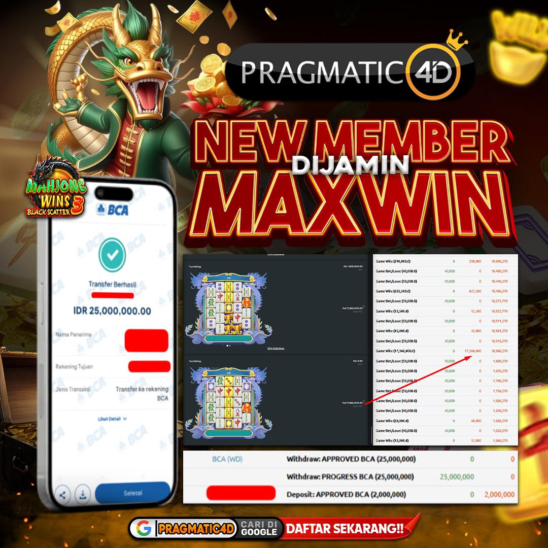 BUKTI KEMENANGAN MEMBER 24 MARET 2026 DI PRAGMATIC4D 25 JUTA