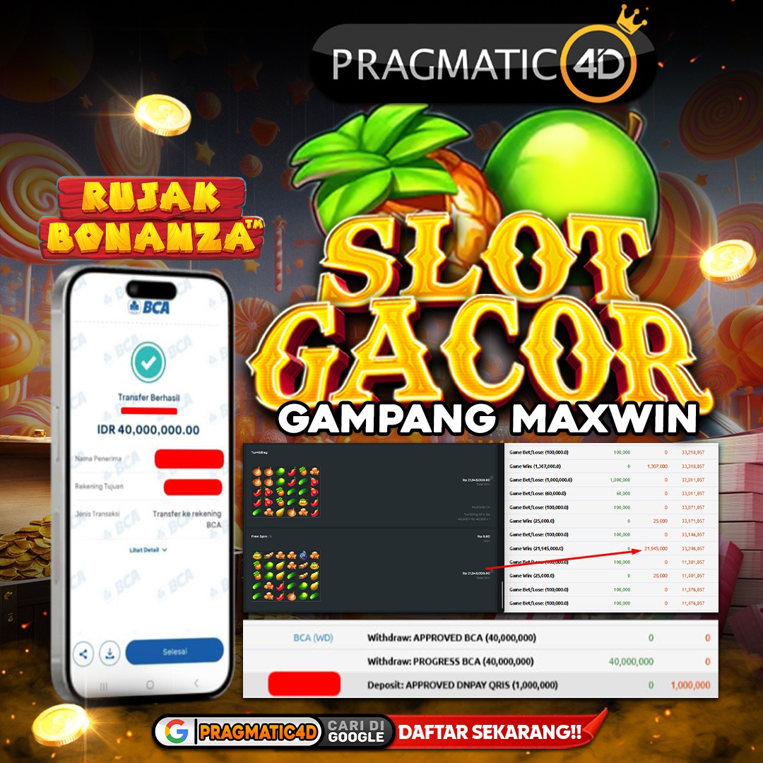 BUKTI KEMENANGAN MEMBER 24 MARET 2026 DI PRAGMATIC4D 40 JUTA