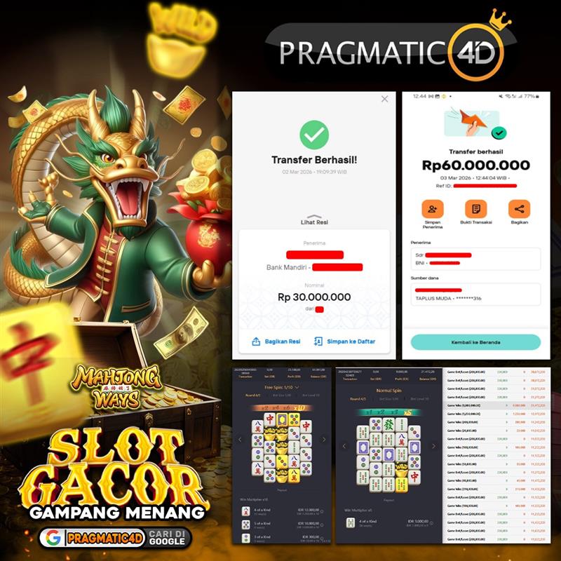 BUKTI KEMENANGAN MEMBER 03 MARET 2026 DI PRAGMATIC4D 90 JUTA