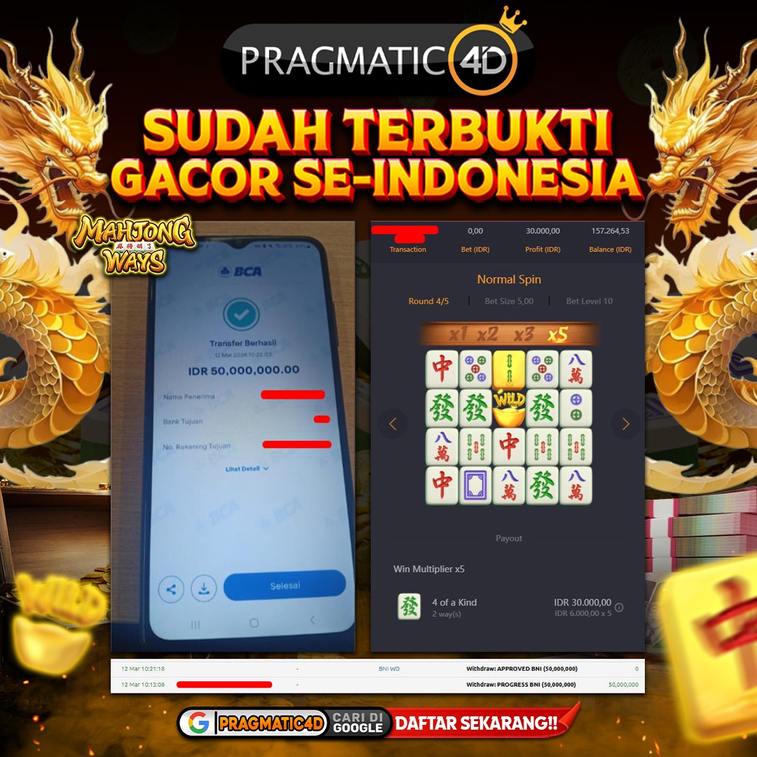 BUKTI KEMENANGAN MEMBER 12 MARET 2026 DI PRAGMATIC4D 50 JUTA