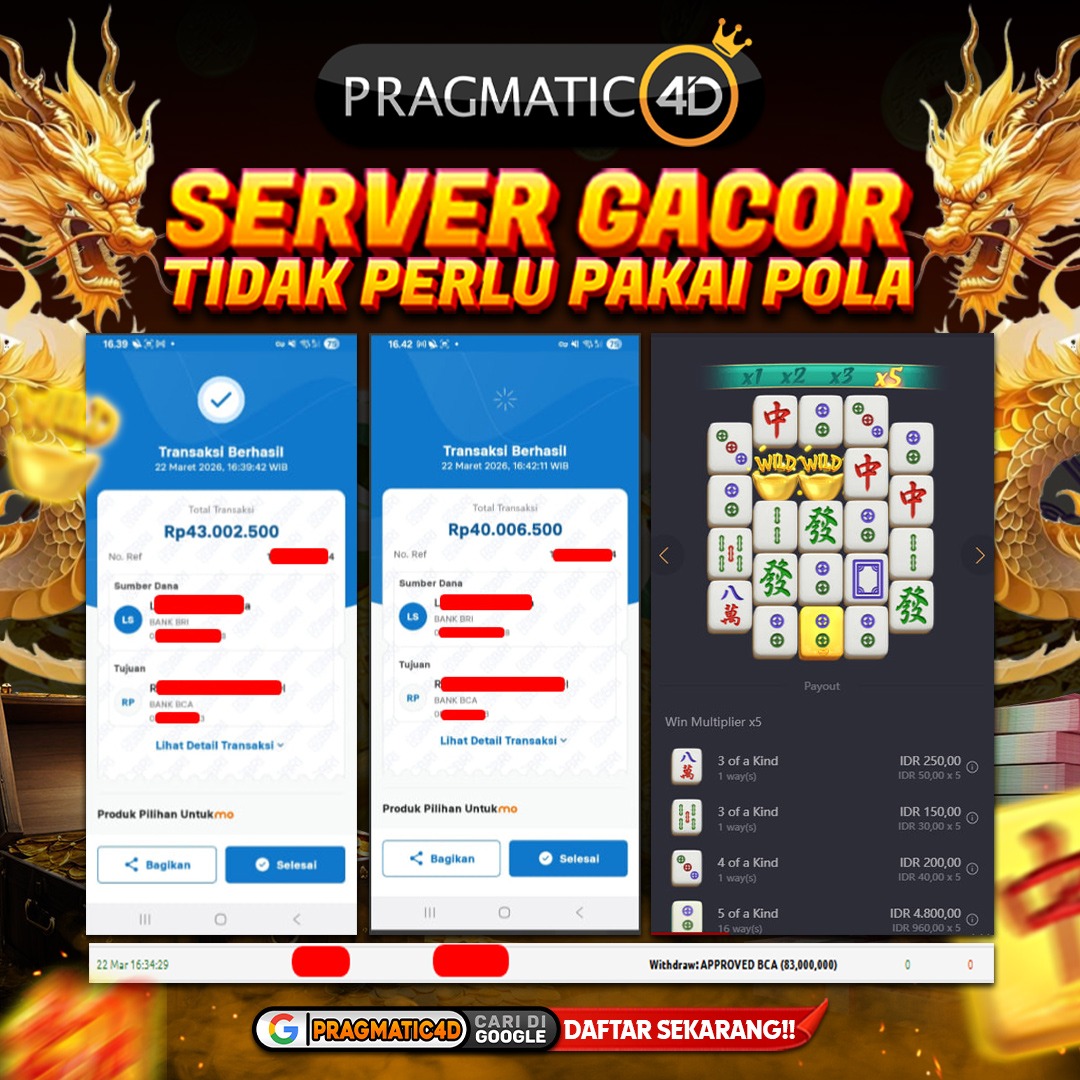 BUKTI KEMENANGAN MEMBER 23 MARET 2026 DI PRAGMATIC4D 83 JUTA