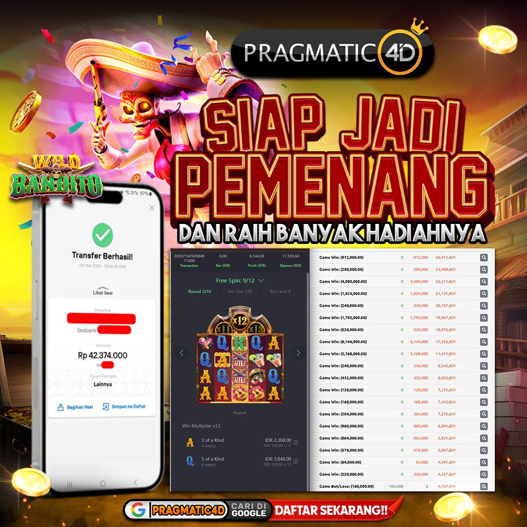 BUKTI KEMENANGAN MEMBER 05 MARET 2026 DI PRAGMATIC4D 42 JUTA