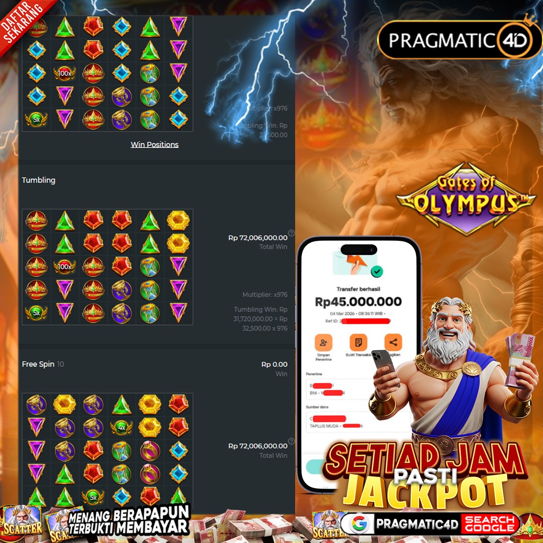 BUKTI KEMENANGAN MEMBER 04 MARET 2026 DI PRAGMATIC4D 45 JUTA