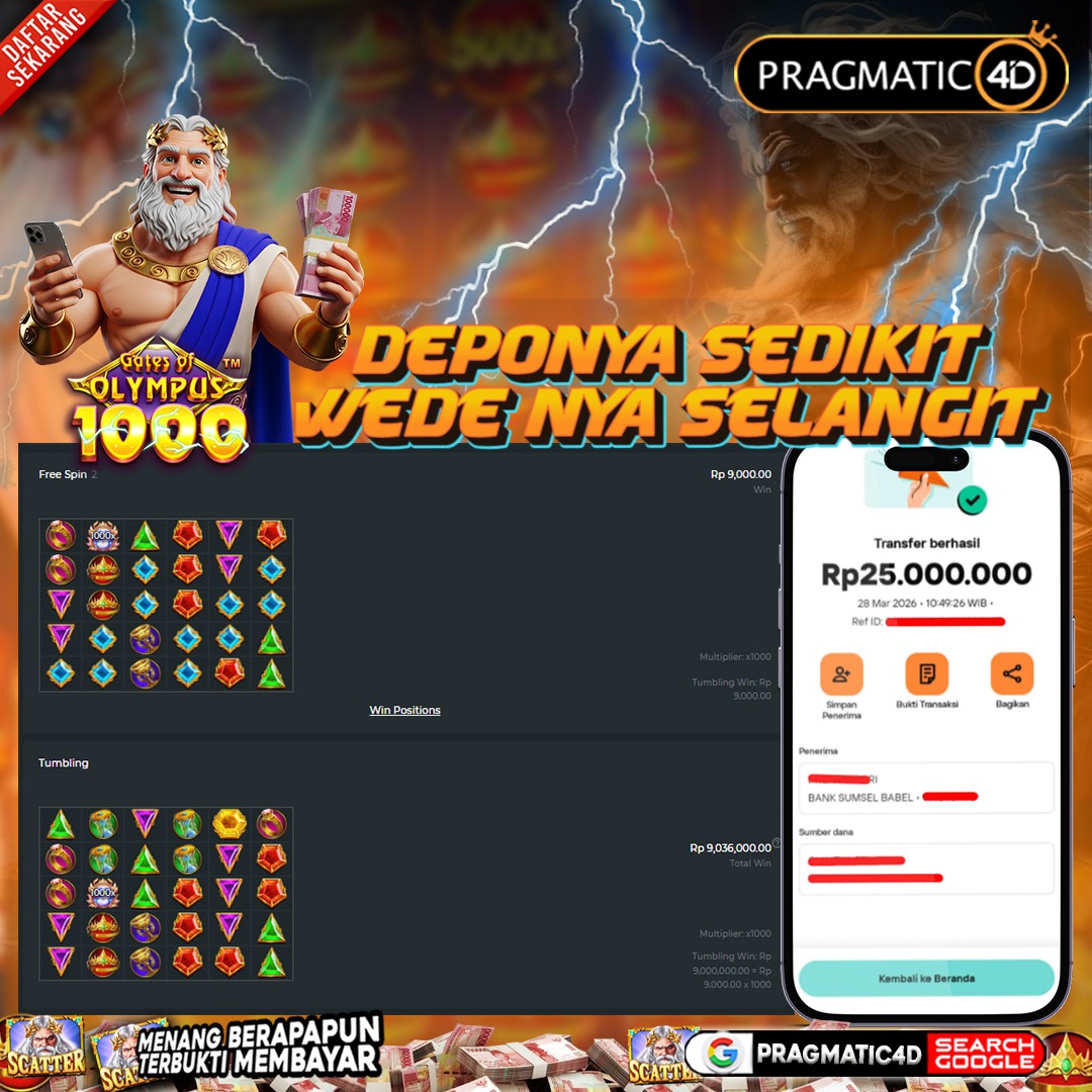 BUKTI KEMENANGAN MEMBER 28 MARET 2026 DI PRAGMATIC4D 25 JUTA