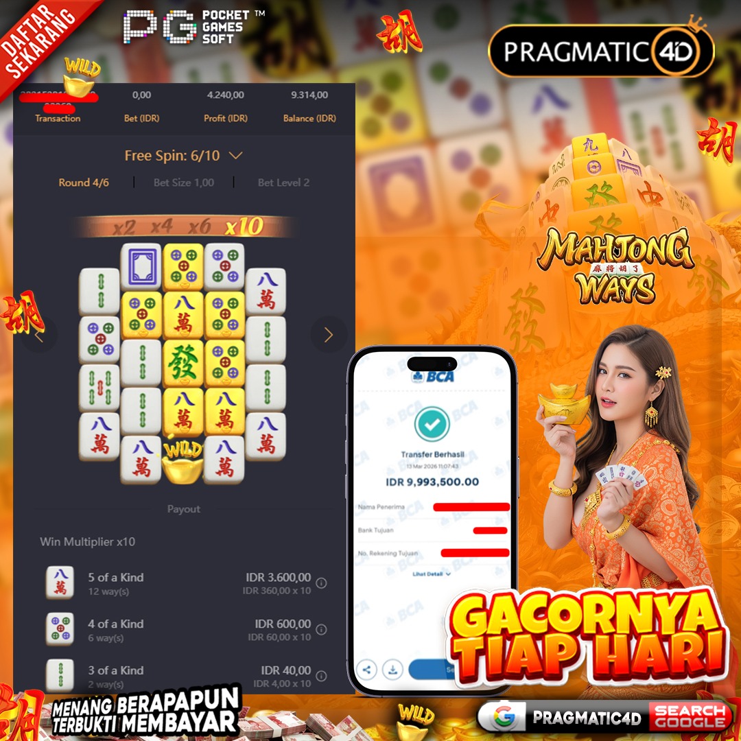BUKTI KEMENANGAN MEMBER 13 MARET 2026 DI PRAGMATIC4D 10 JUTA