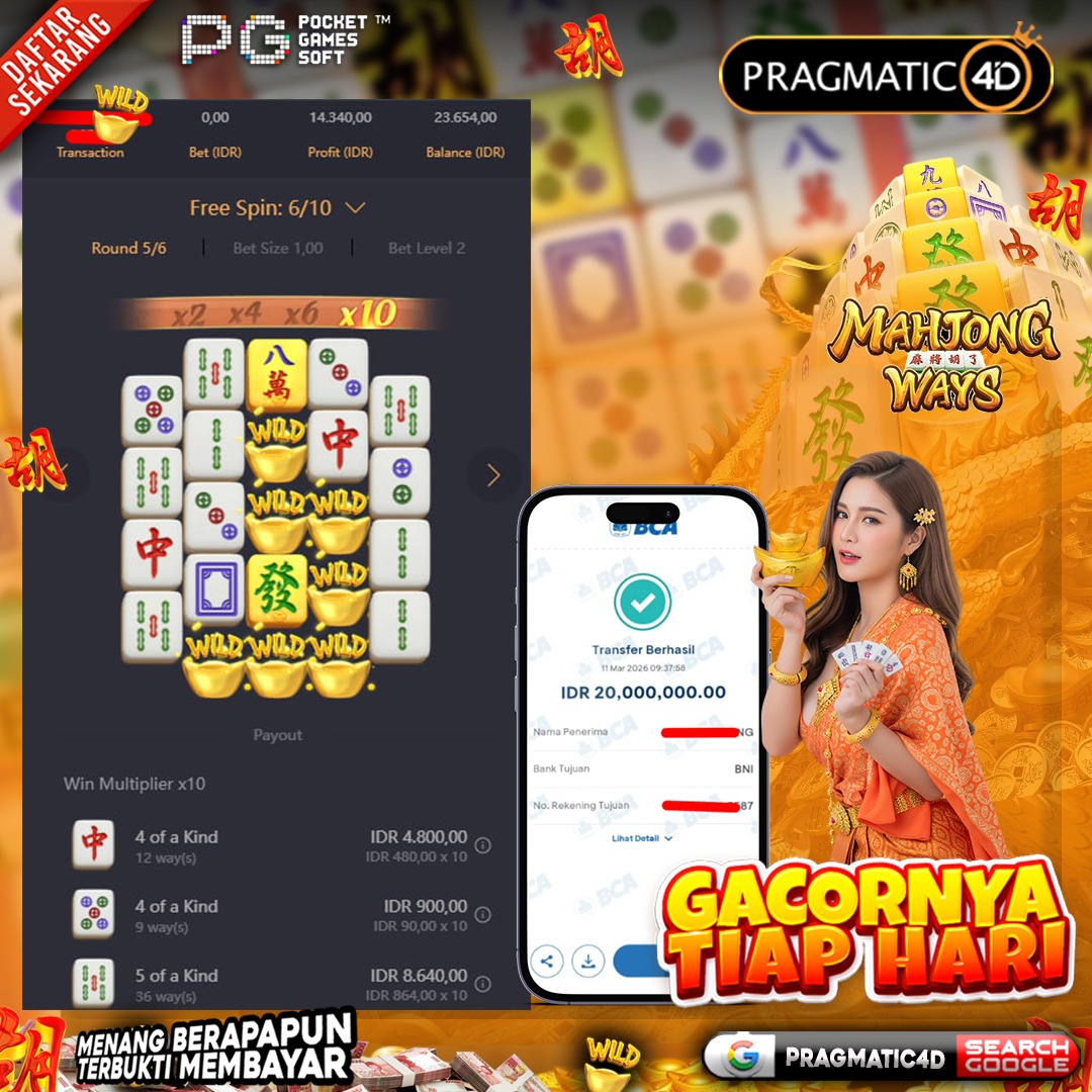 BUKTI KEMENANGAN MEMBER 11 MARET 2026 DI PRAGMATIC4D 20 JUTA