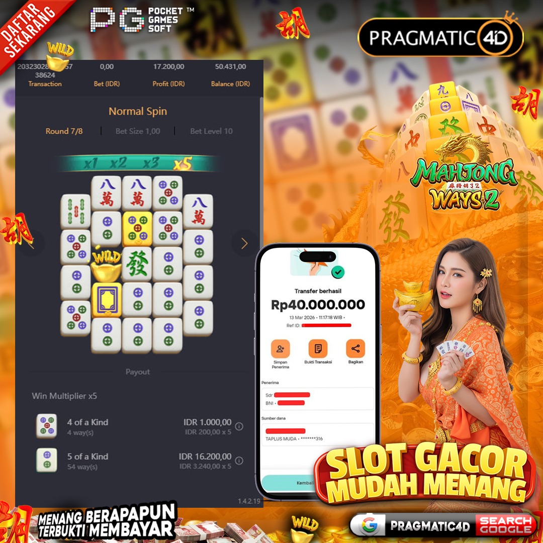 BUKTI KEMENANGAN MEMBER 13 MARET 2026 DI PRAGMATIC4D 40 JUTA