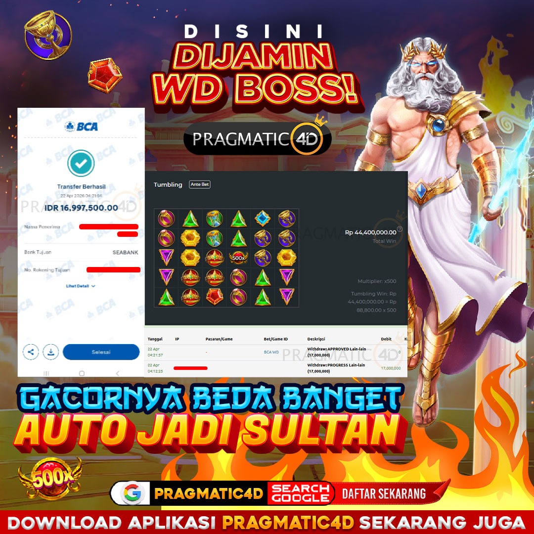 BUKTI KEMENANGAN MEMBER 22 APRIL 2026 DI PRAGMATIC4D 17 JUTA