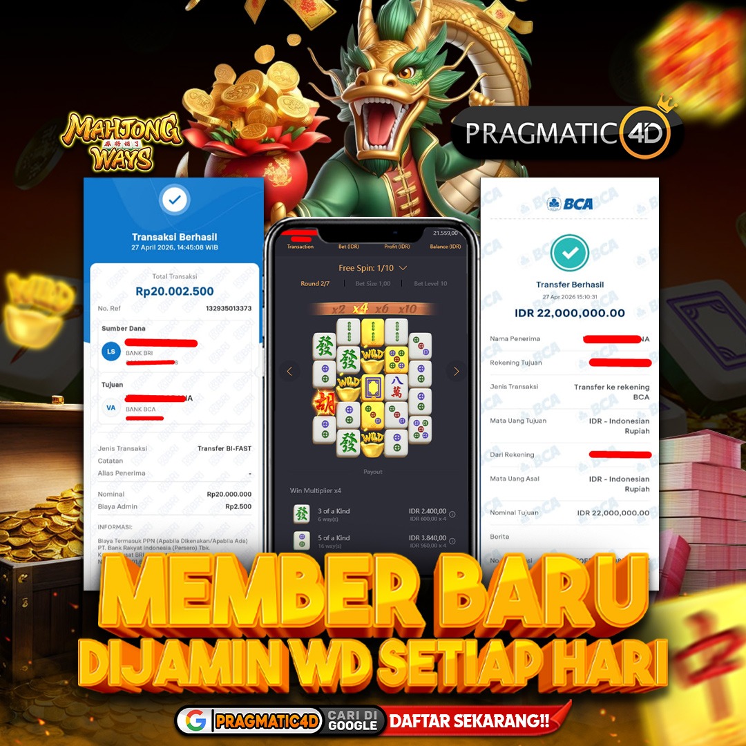 BUKTI KEMENANGAN MEMBER 27 APRIL 2026 DI PRAGMATIC4D 42 JUTA