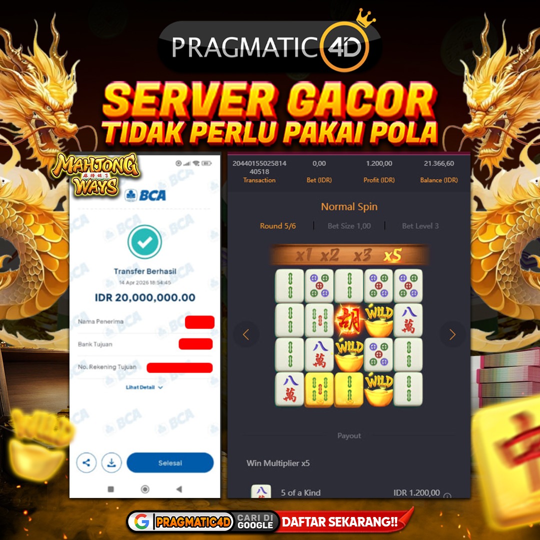 BUKTI KEMENANGAN MEMBER 15 APRIL 2026 DI PRAGMATIC4D 20 JUTA