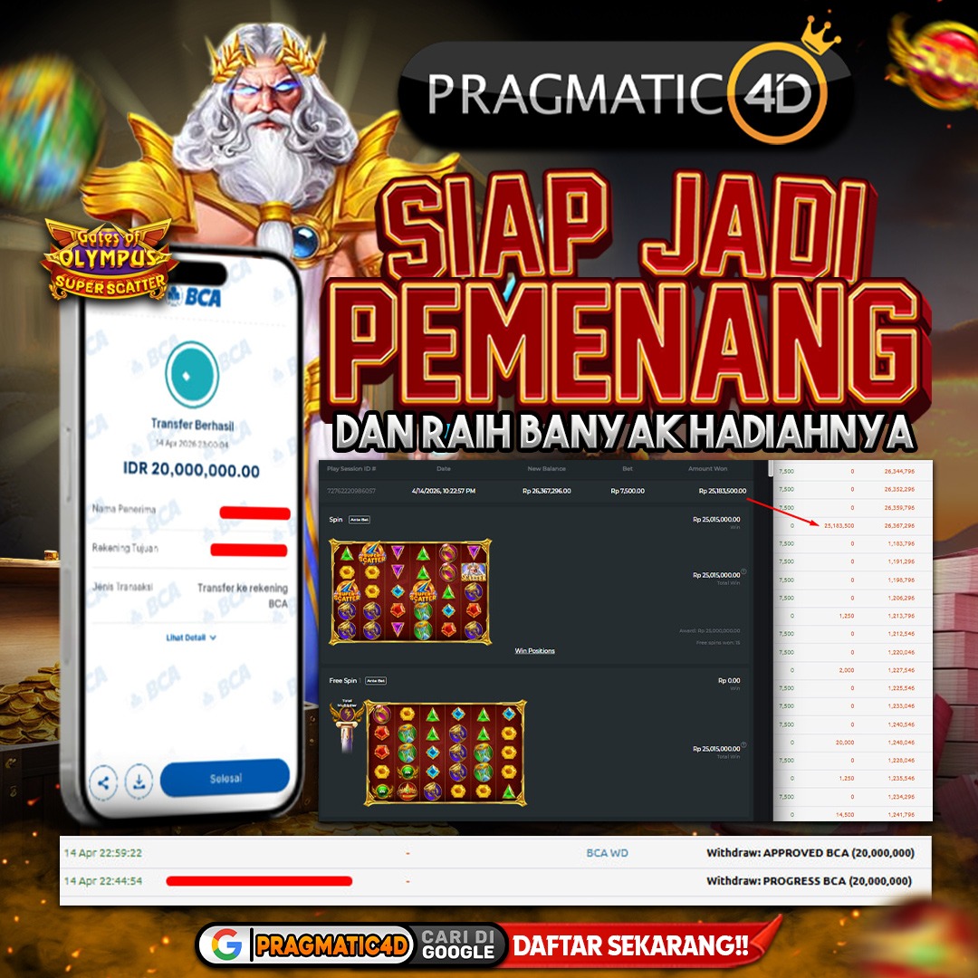 BUKTI KEMENANGAN MEMBER 15 APRIL 2026 DI PRAGMATIC4D 20 JUTA