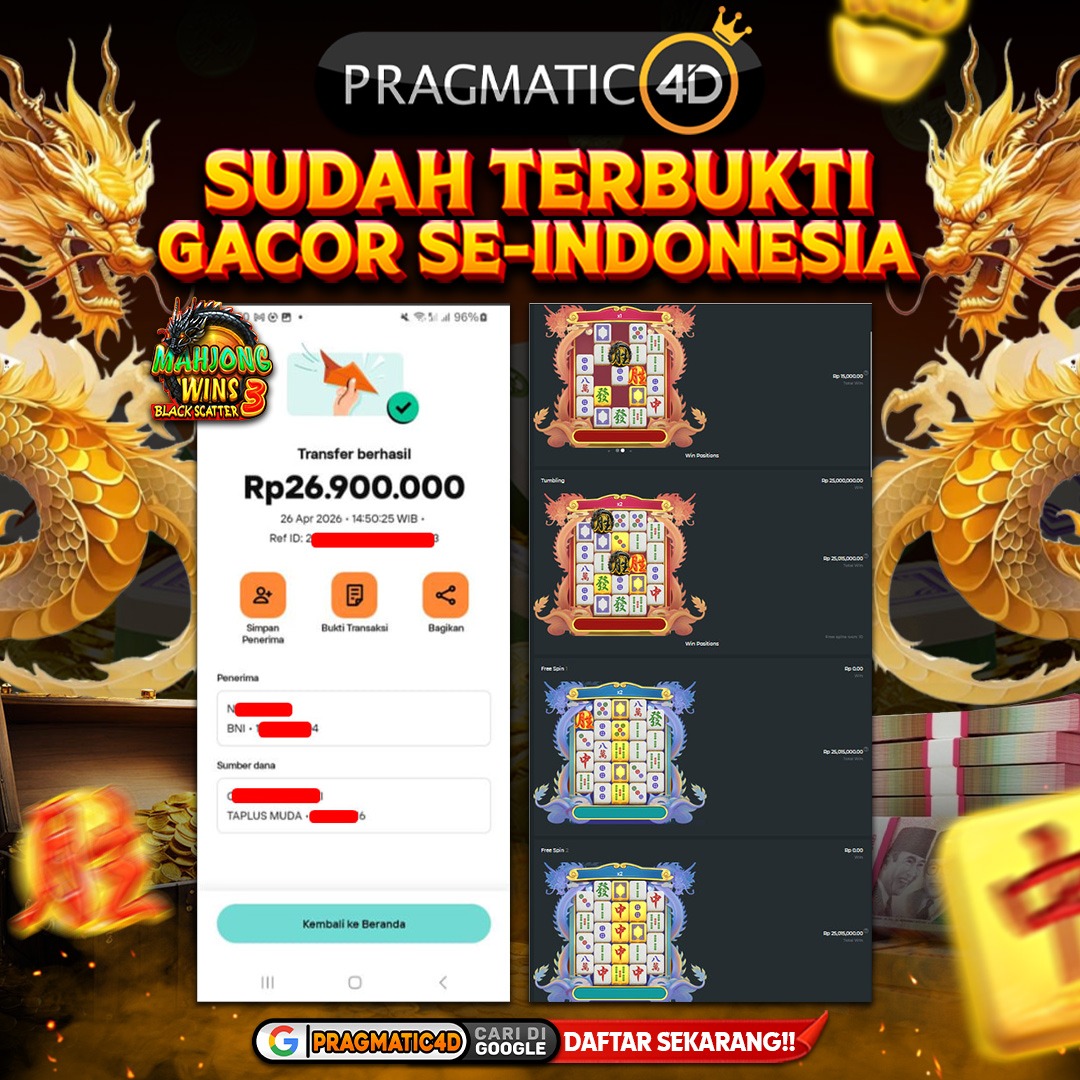 BUKTI KEMENANGAN MEMBER 27 APRIL 2026 DI PRAGMATIC4D 26 JUTA