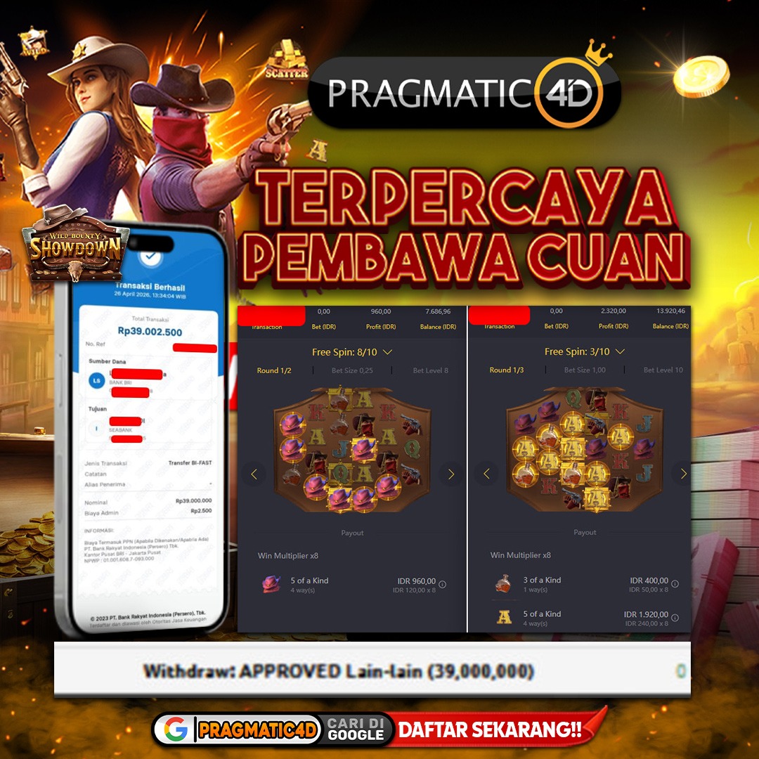 BUKTI KEMENANGAN MEMBER 26 APRIL 2026 DI PRAGMATIC4D 39 JUTA