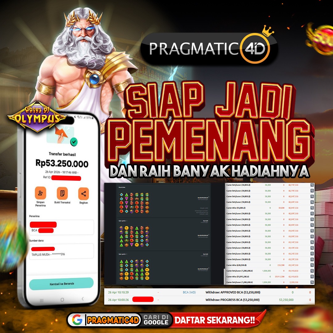 BUKTI KEMENANGAN MEMBER 27 APRIL 2026 DI PRAGMATIC4D 53 JUTA