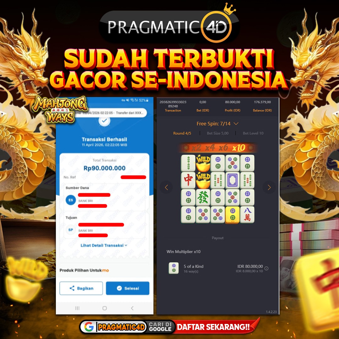BUKTI KEMENANGAN MEMBER 11 APRIL 2026 DI PRAGMATIC4D 90 JUTA