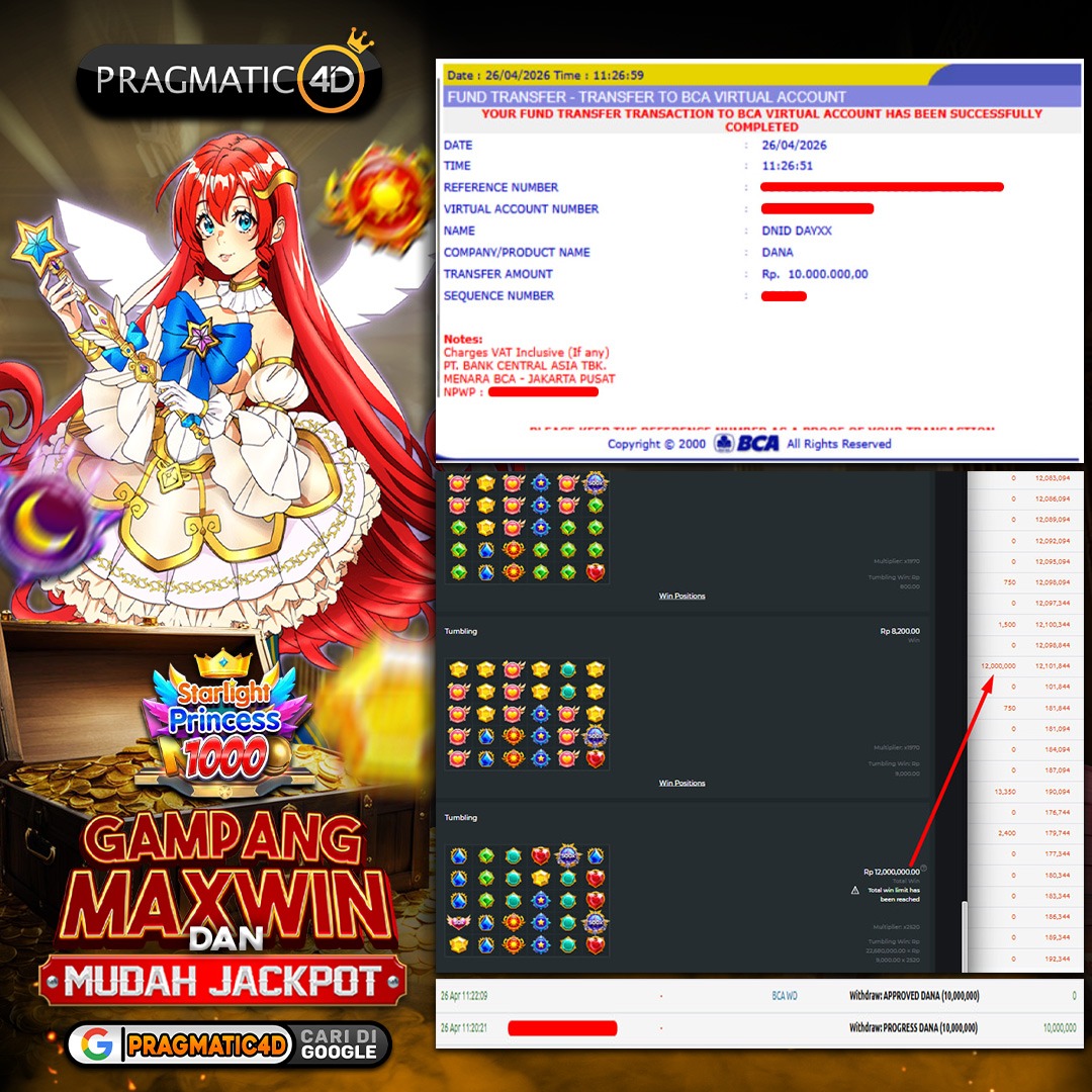 BUKTI KEMENANGAN MEMBER 26 APRIL 2026 DI PRAGMATIC4D 10 JUTA