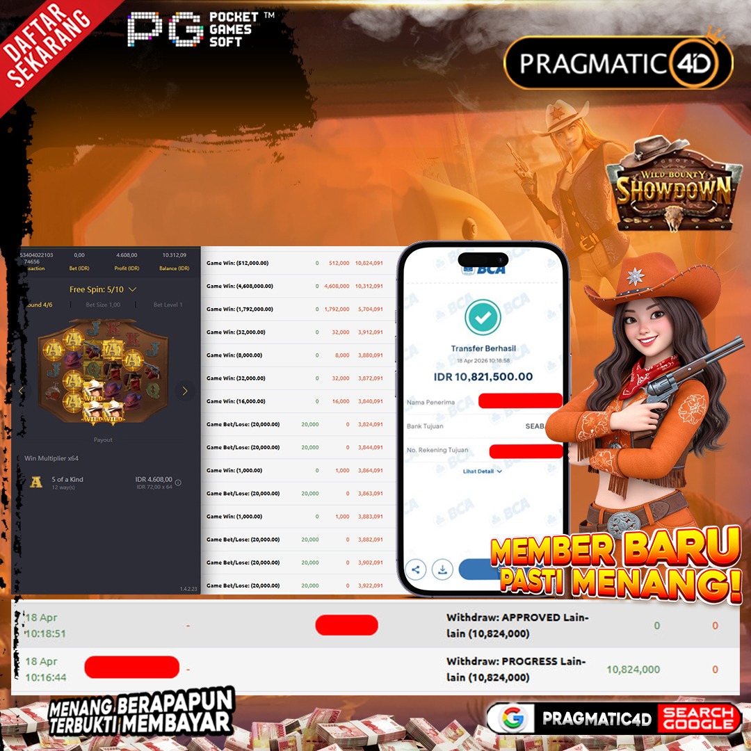 BUKTI KEMENANGAN MEMBER 18 APRIL 2026 DI PRAGMATIC4D 10 JUTA