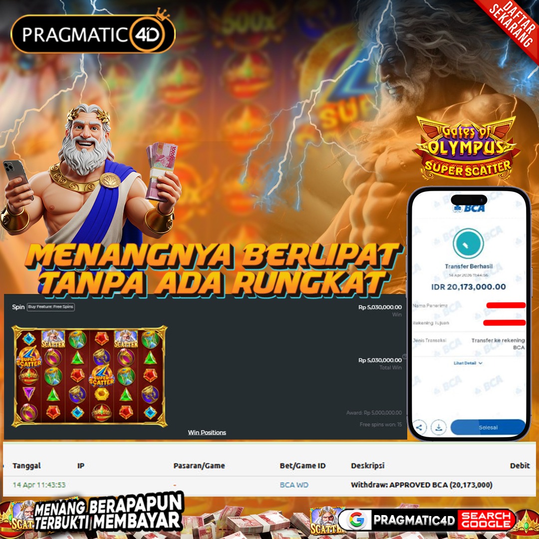 BUKTI KEMENANGAN MEMBER 14 APRIL 2026 DI PRAGMATIC4D 20 JUTA
