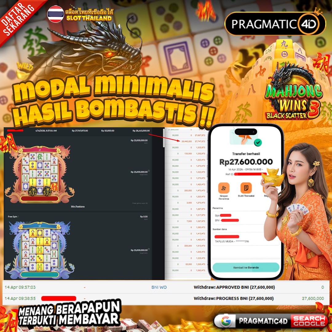 BUKTI KEMENANGAN MEMBER 14 APRIL 2026 DI PRAGMATIC4D 27 JUTA