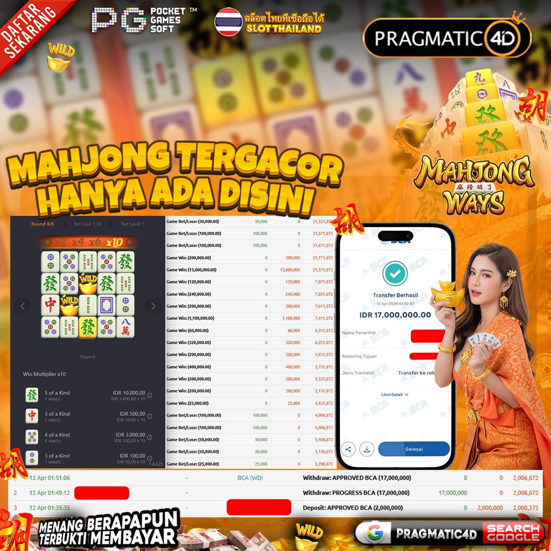 BUKTI KEMENANGAN MEMBER 12 APRIL 2026 DI PRAGMATIC4D 17 JUTA