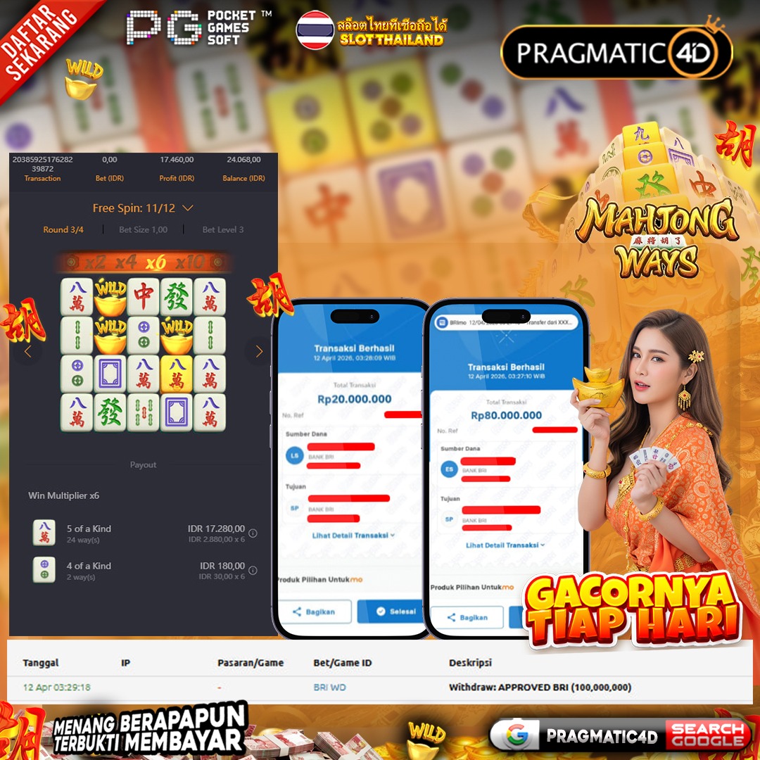 BUKTI KEMENANGAN MEMBER 12 APRIL 2026 DI PRAGMATIC4D 100 JUTA