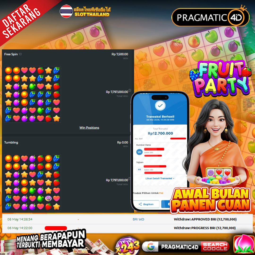 BUKTI KEMENANGAN MEMBER 06 MEI 2026 DI PRAGMATIC4D 12 JUTA
