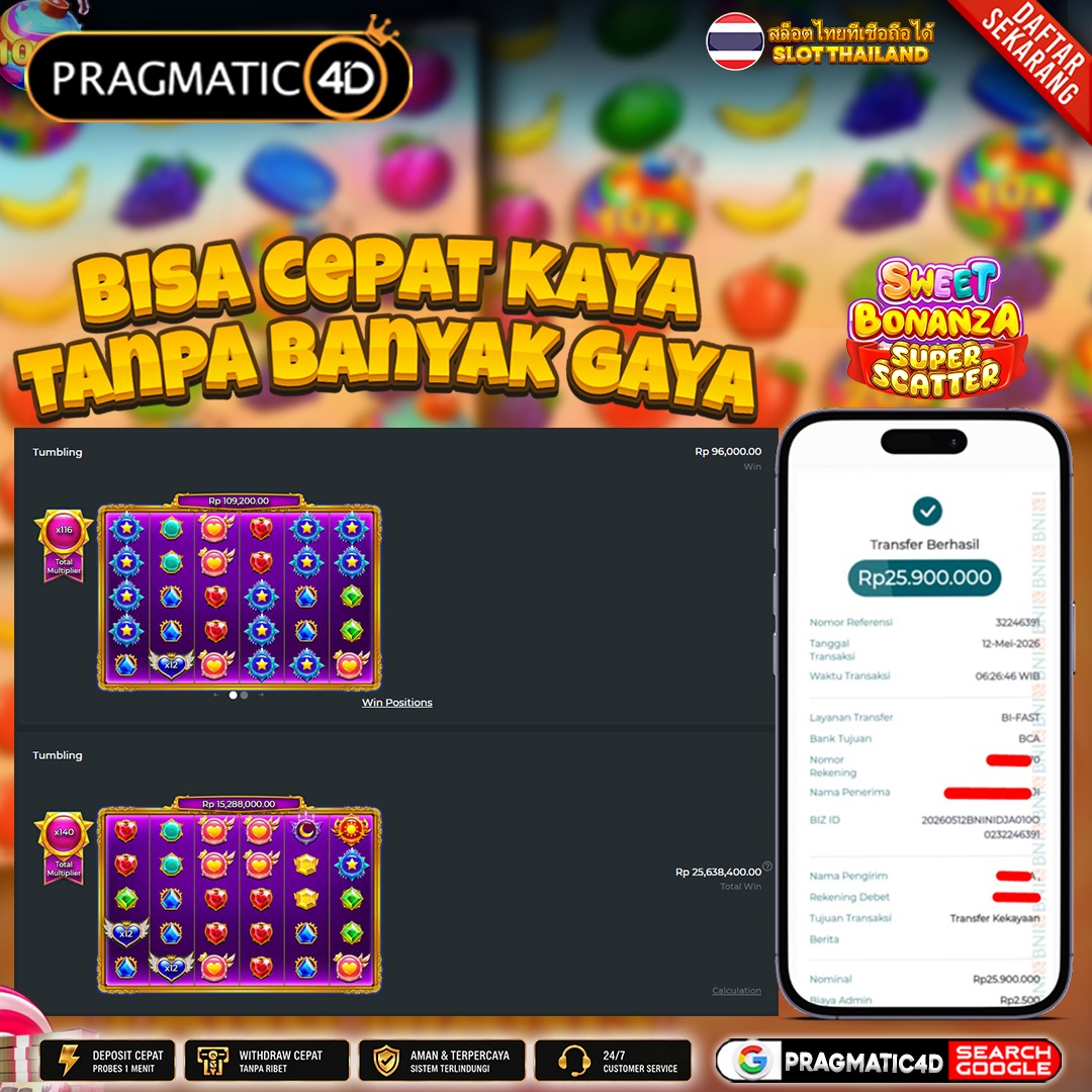 BUKTI KEMENANGAN MEMBER 13 MEI 2026 DI PRAGMATIC4D 25 JUTA