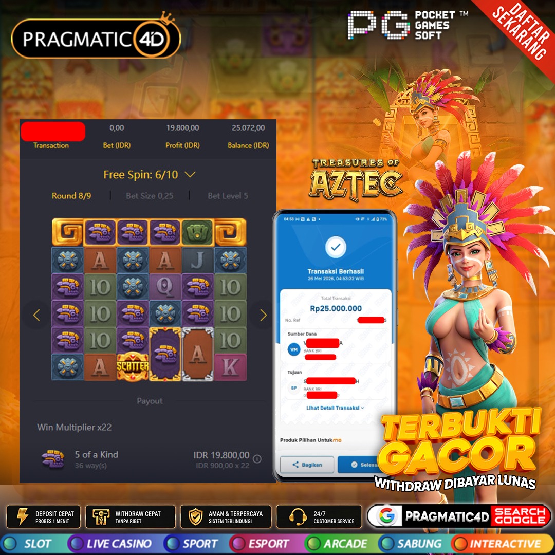 BUKTI KEMENANGAN MEMBER 26 MEI 2026 DI PRAGMATIC4D 25 JUTA