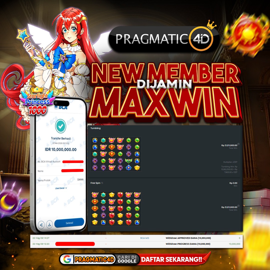 BUKTI KEMENANGAN MEMBER 22 MEI 2026 DI PRAGMATIC4D 10 JUTA