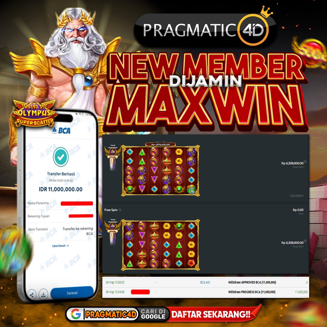 BUKTI KEMENANGAN MEMBER 08 MEI 2026 DI PRAGMATIC4D 11 JUTA