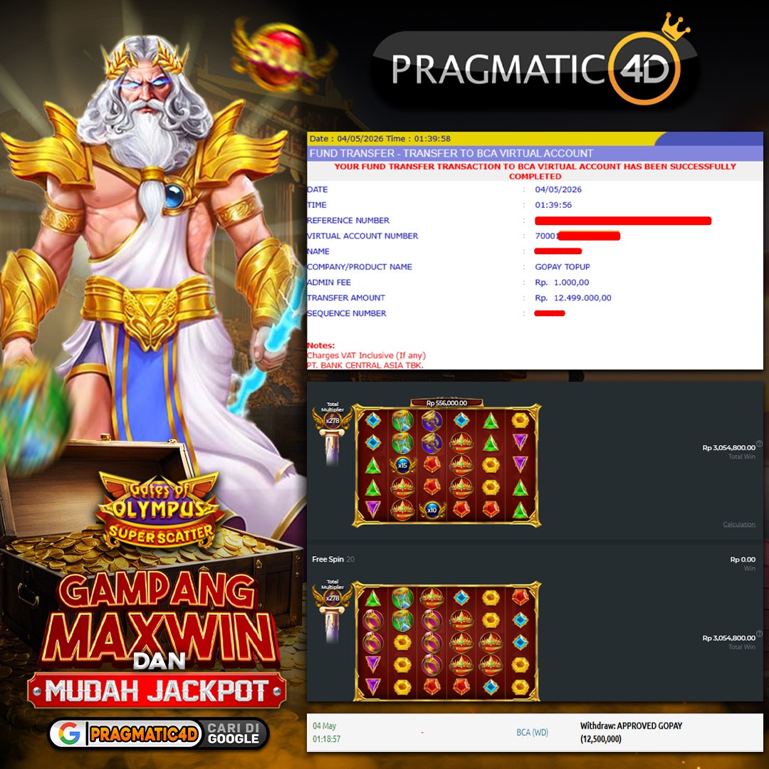 BUKTI KEMENANGAN MEMBER 04 MEI 2026 DI PRAGMATIC4D 12 JUTA