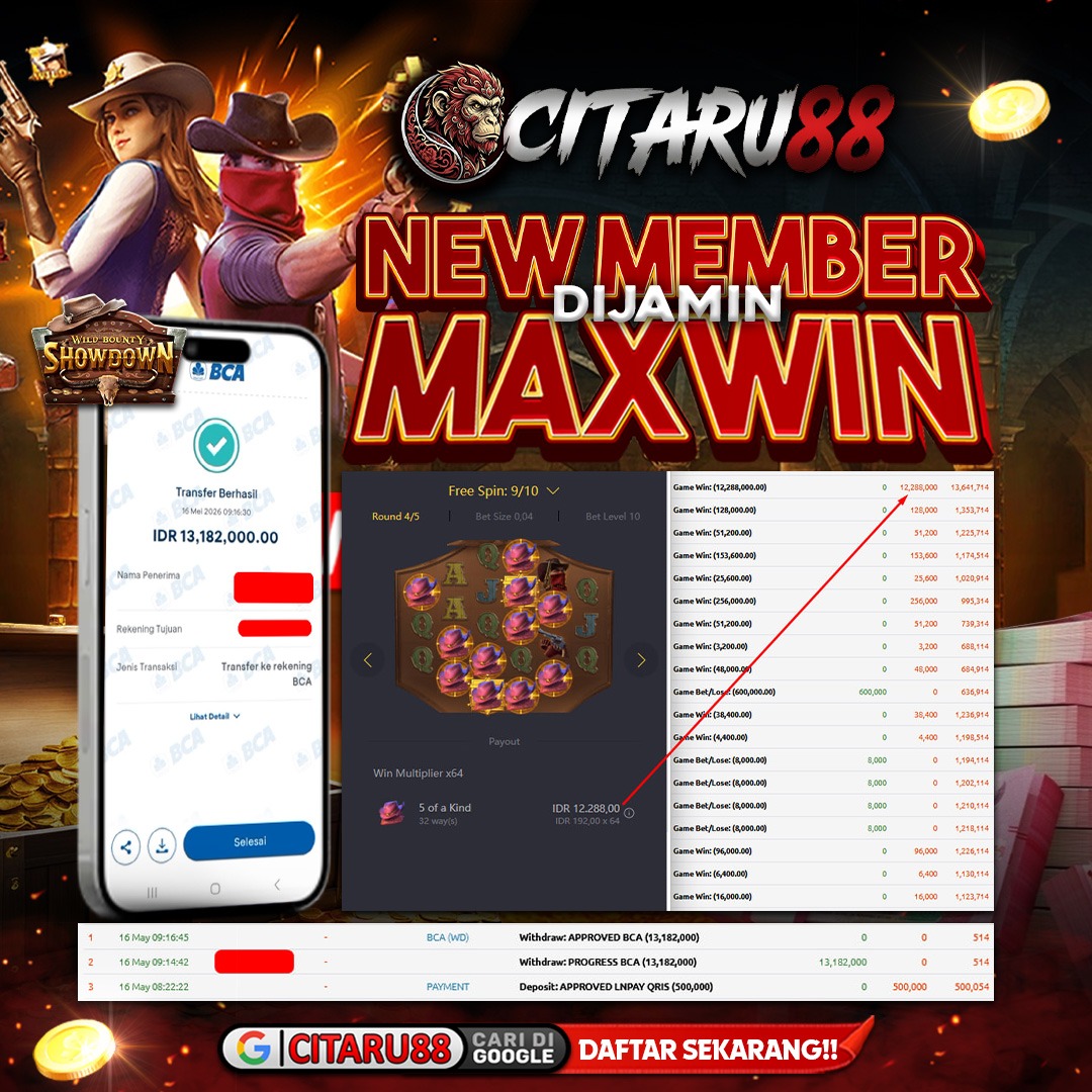 BUKTI KEMENANGAN MEMBER 16 MEI 2026 DI PRAGMATIC4D 13 JUTA