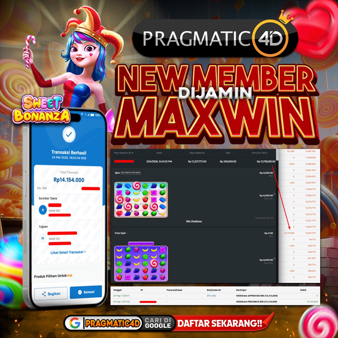 BUKTI KEMENANGAN MEMBER 24 MEI 2026 DI PRAGMATIC4D 14 JUTA