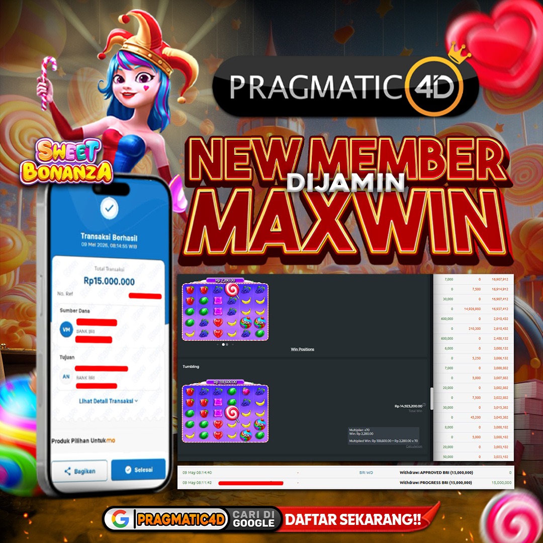 BUKTI KEMENANGAN MEMBER 09 MEI 2026 DI PRAGMATIC4D 15 JUTA