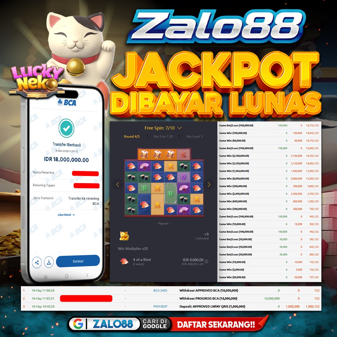 BUKTI KEMENANGAN MEMBER 16 MEI 2026 DI PRAGMATIC4D 18 JUTA