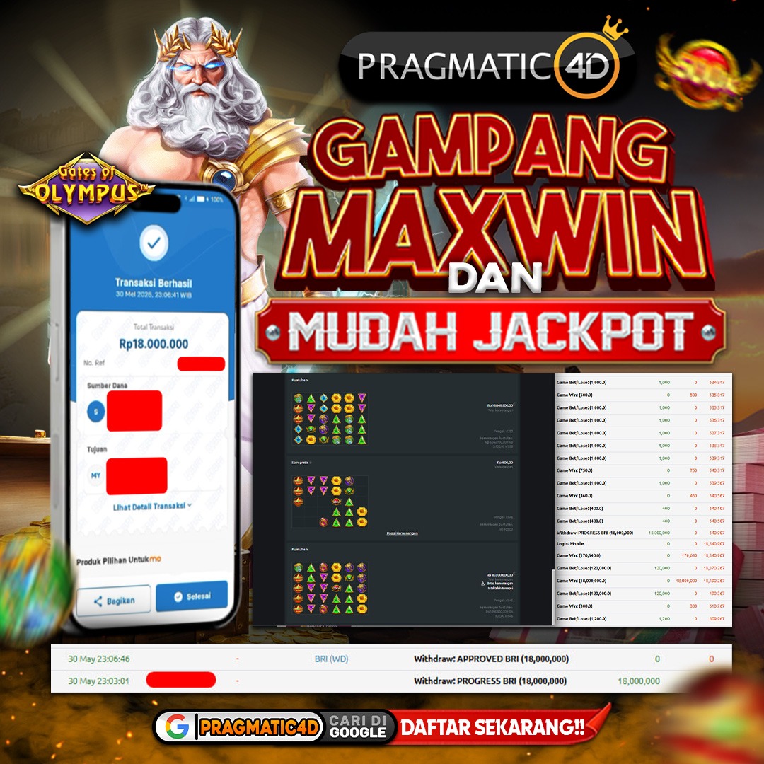 BUKTI KEMENANGAN MEMBER 31 MEI 2026 DI PRAGMATIC4D 18 JUTA