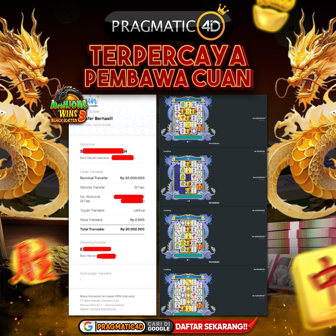 BUKTI KEMENANGAN MEMBER 11 MEI 2026 DI PRAGMATIC4D 20 JUTA