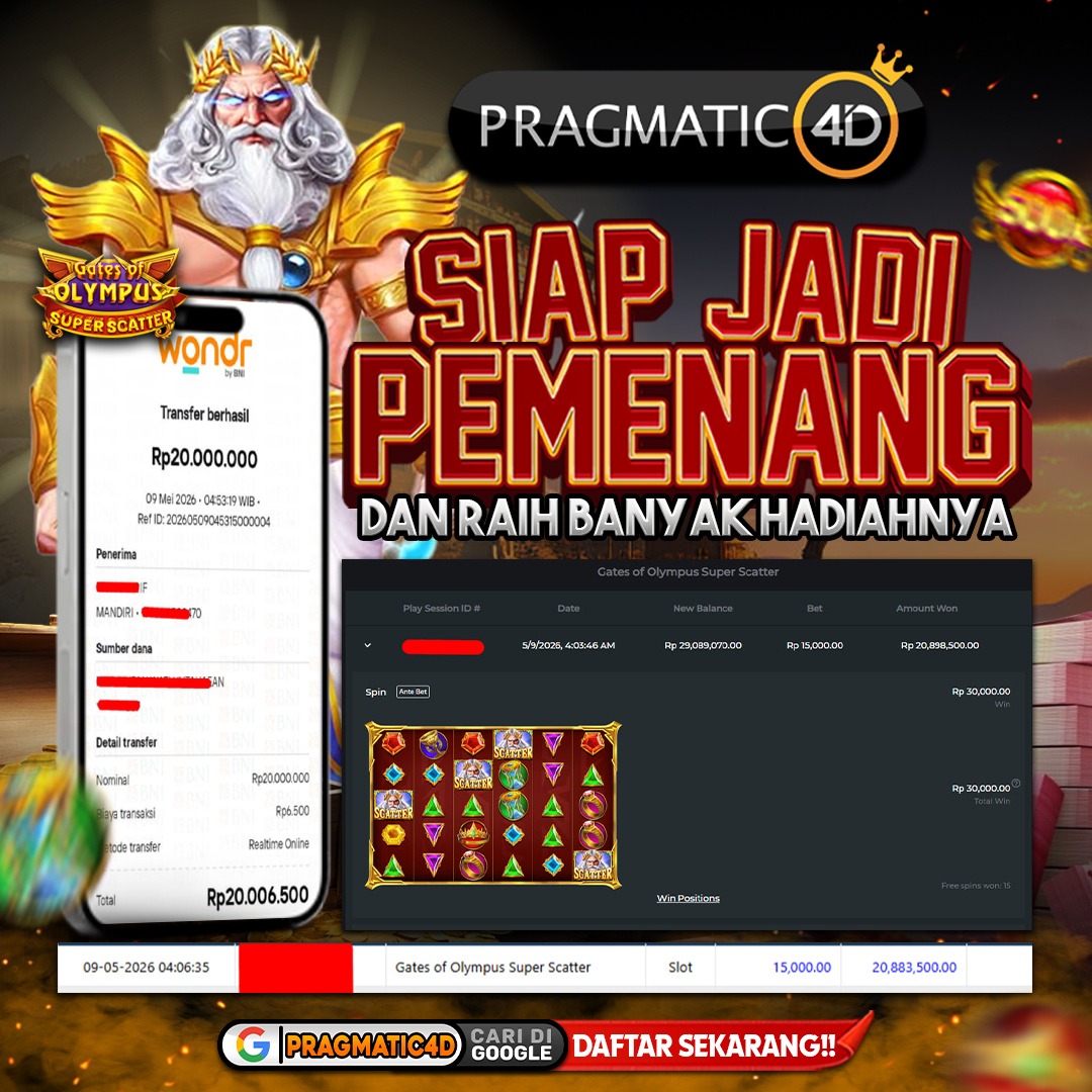 BUKTI KEMENANGAN MEMBER 09 MEI 2026 DI PRAGMATIC4D 20 JUTA